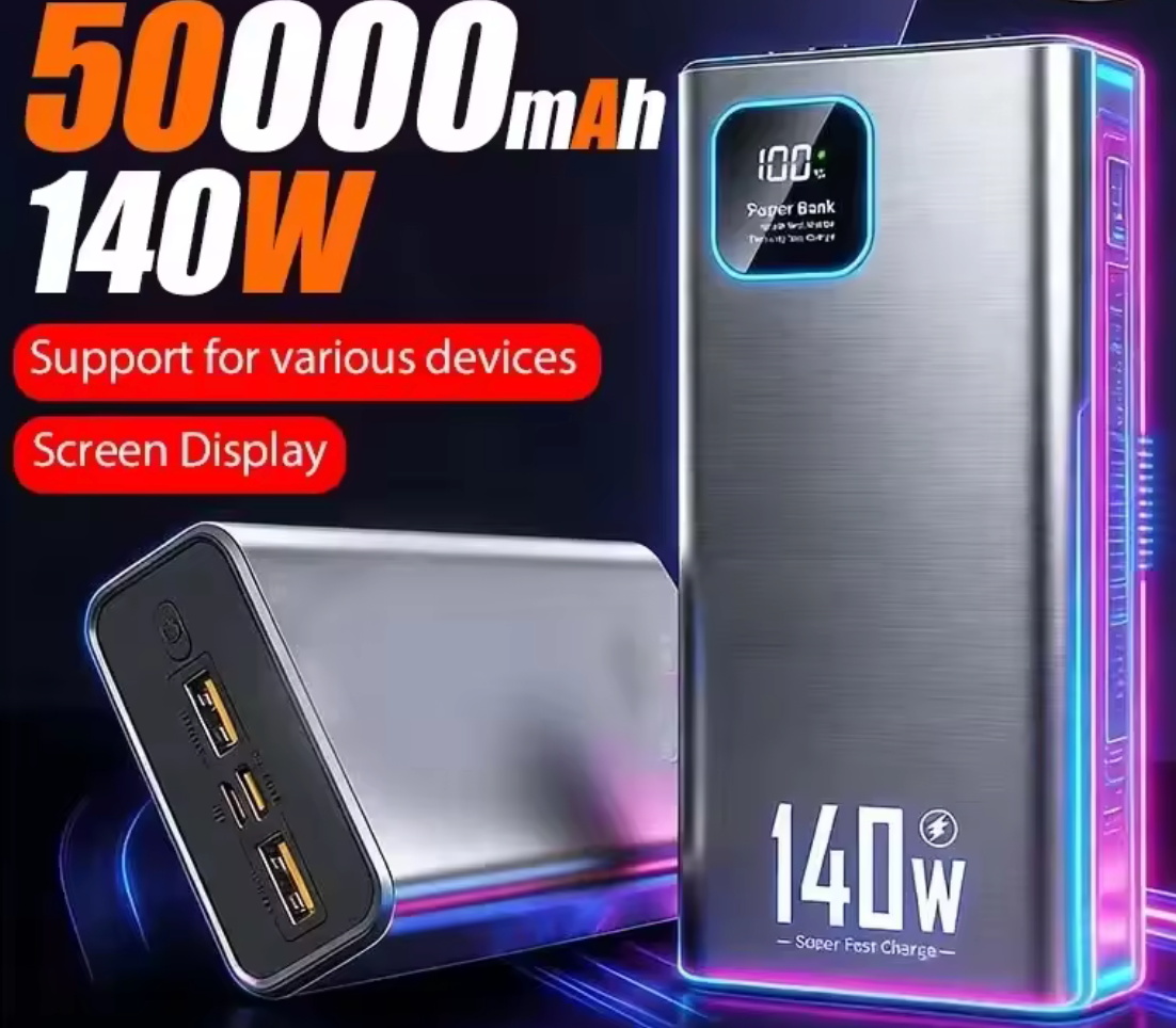 50,000mAh 140W Ultra Capacity Power Bank- Portable Battery Charger