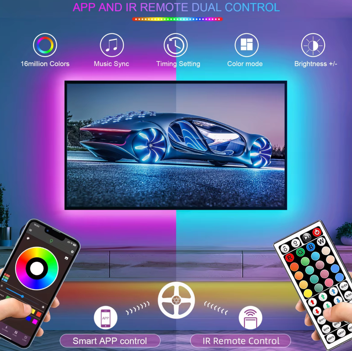 20 Meter RGB LED Strip Lights - Room Light With App Control