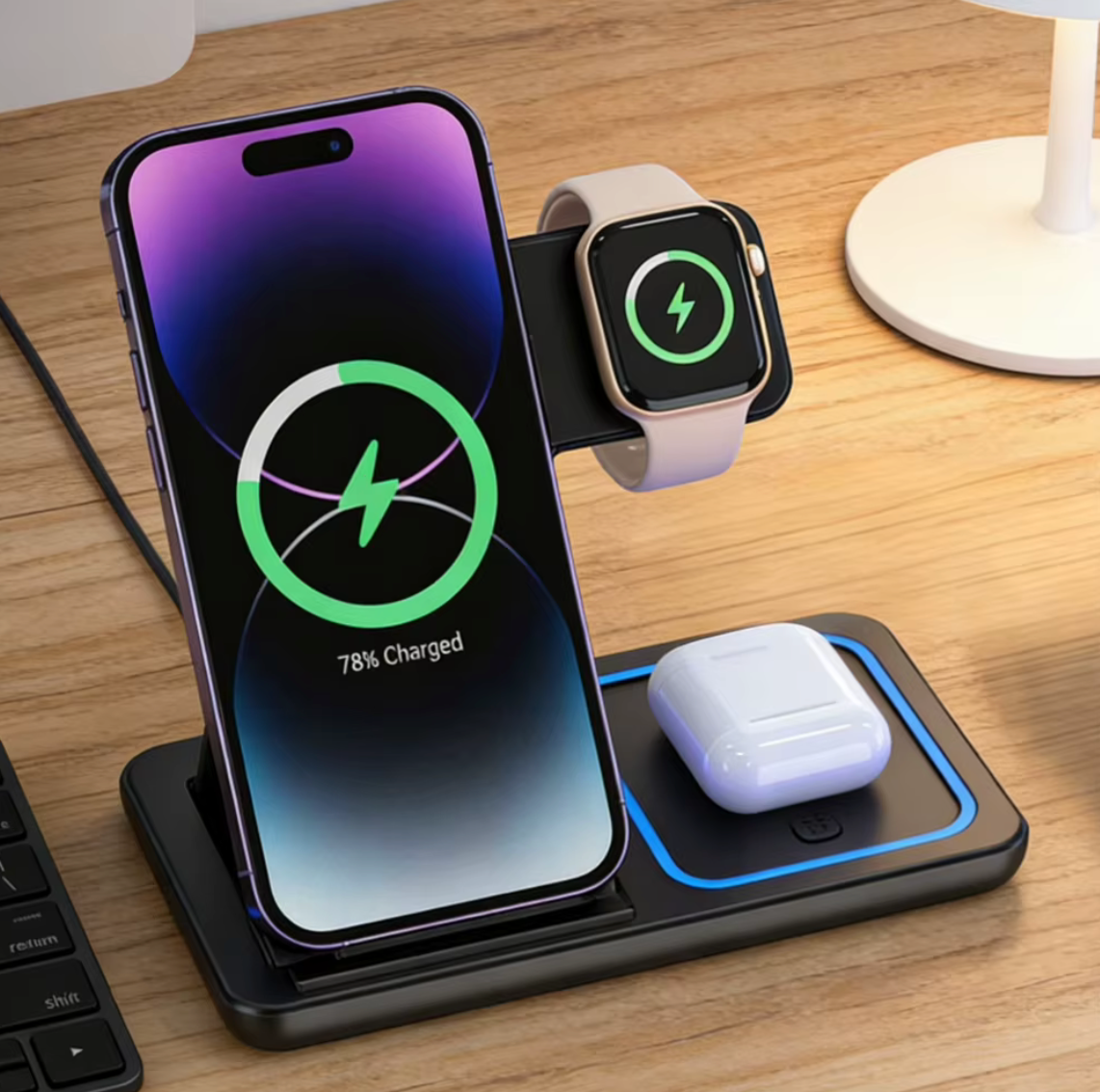 Foldable 3 In 1 30W Wireless Charger Station