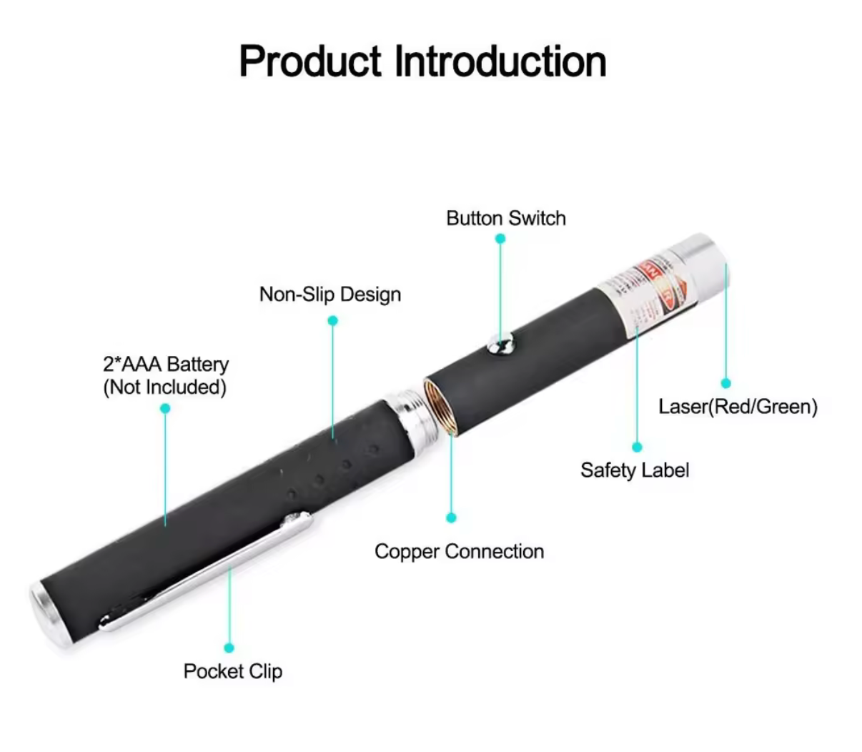 Green, Red, or Blue Coloured Laser Pointer
